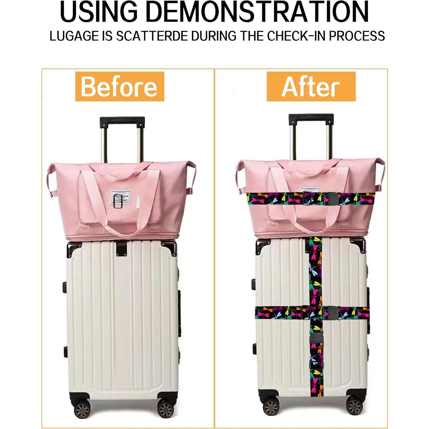 Correa de Equipaje Ajustable ASJHFDIR Libélula Colorida 1 Unidad