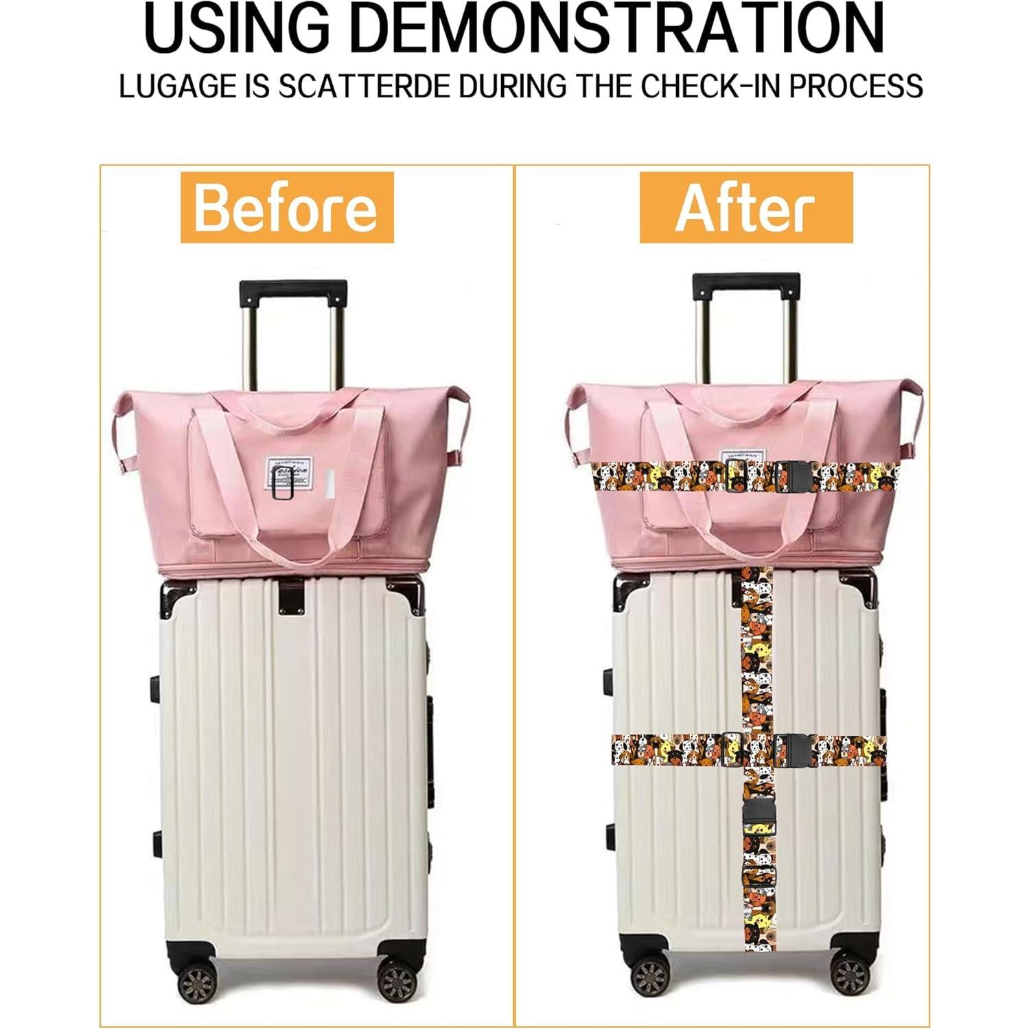 Correas de Equipaje Ajustables ASJHFDIR - Lindos Perros Coloridos