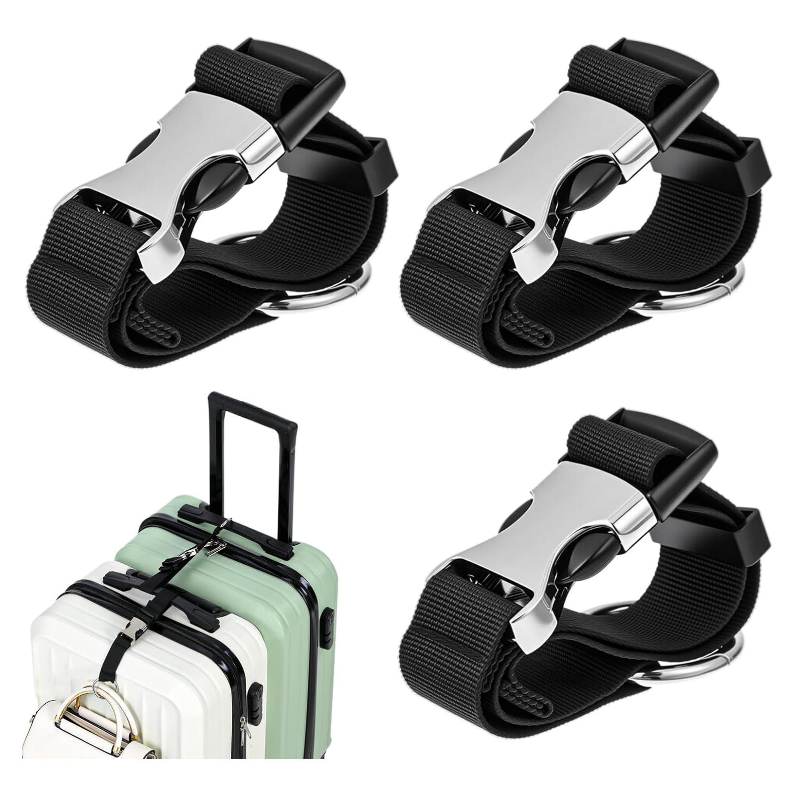 3 Correas de Equipaje Ajustables Sorcristy Negro Nylon