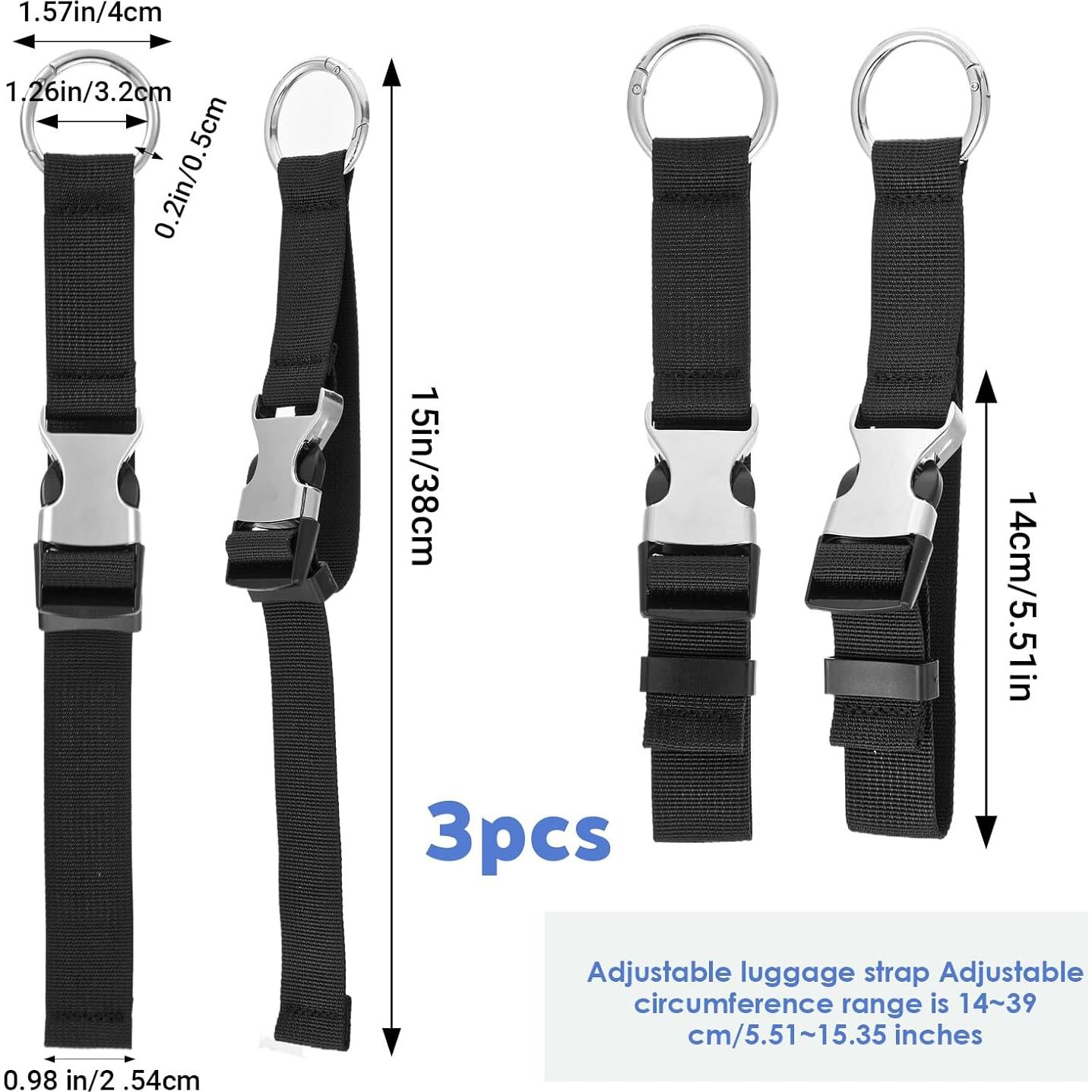 3 Correas de Equipaje Ajustables Sorcristy Negro Nylon