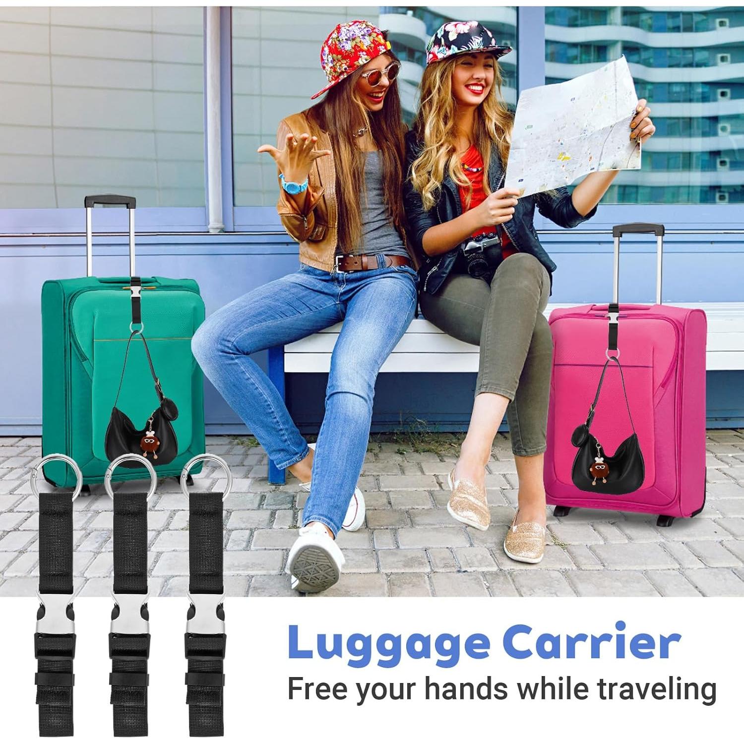 3 Correas de Equipaje Ajustables Sorcristy Negro Nylon