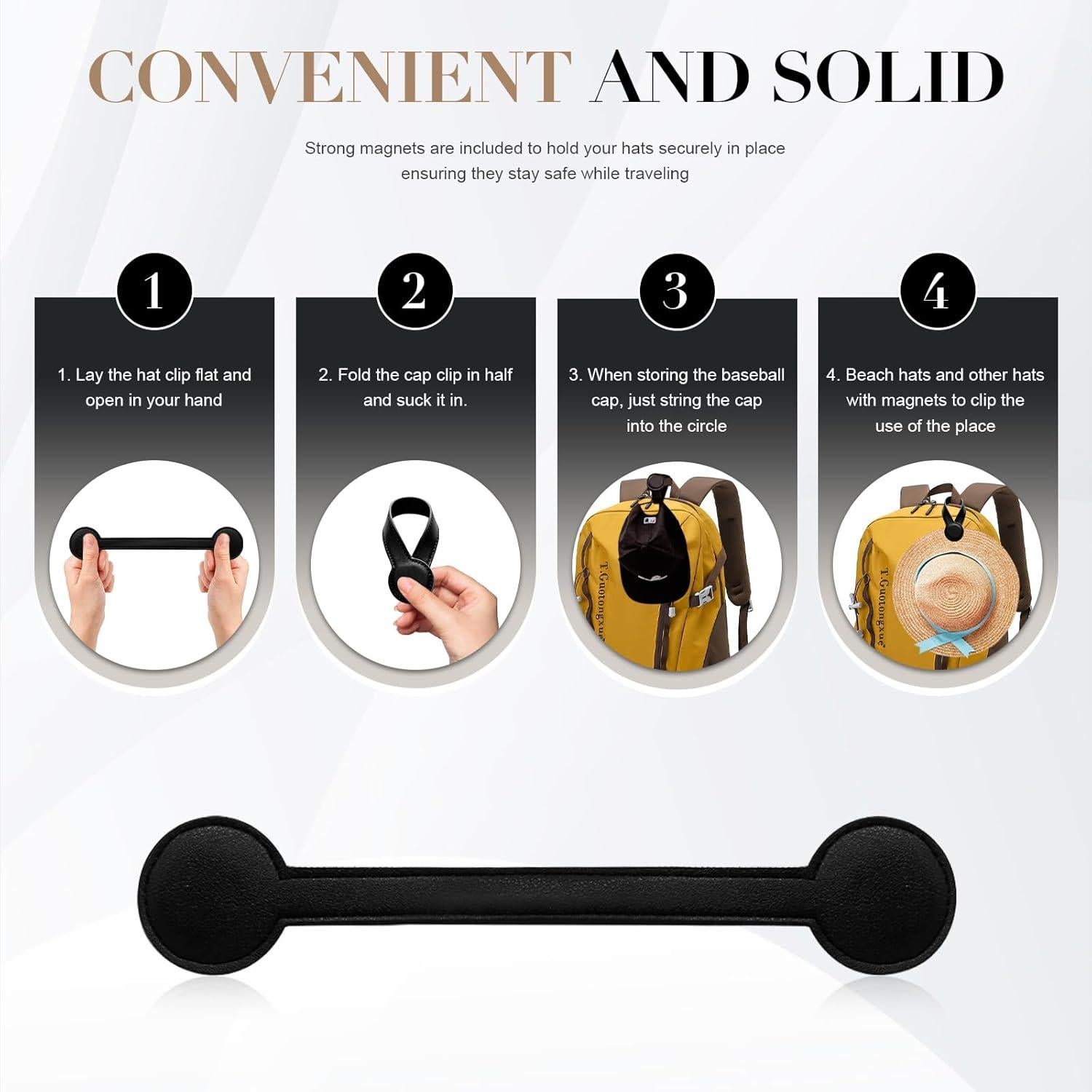 Clip de Viaje Genérico para Bolsas y Sombreros - Cuero Duradero