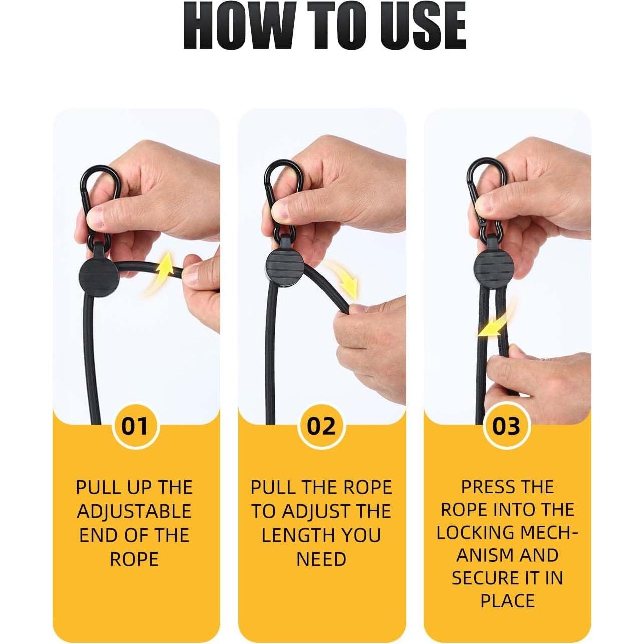 Cuerdas elásticas ajustables Radix Rope 6 unidades 18-122 cm