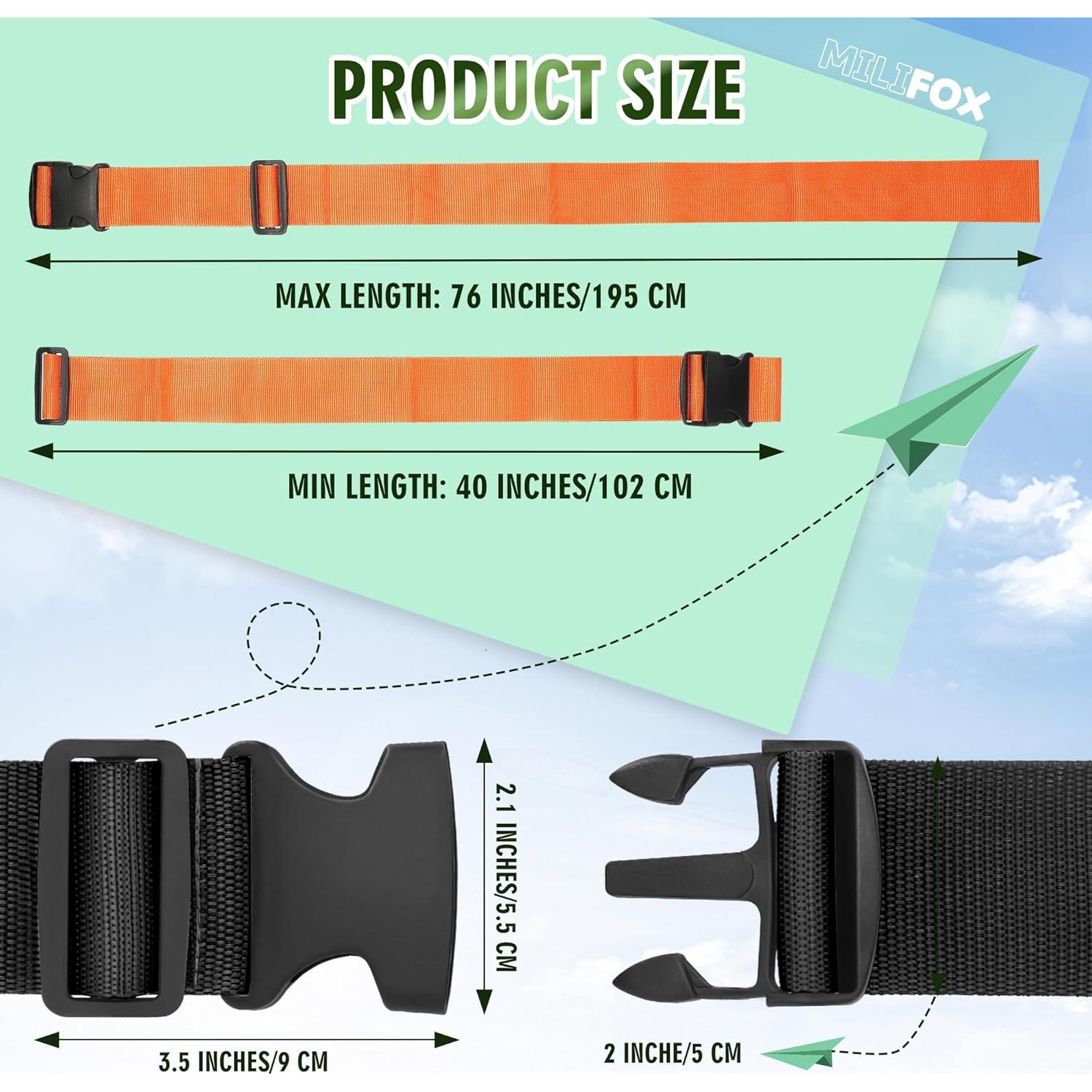 Correas de Equipaje Ajustables Milifox 4 Piezas Naranja y Negro