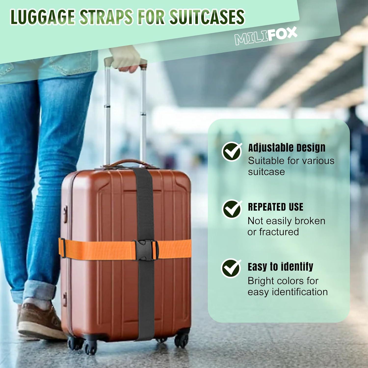 Correas de Equipaje Ajustables Milifox 4 Piezas Naranja y Negro