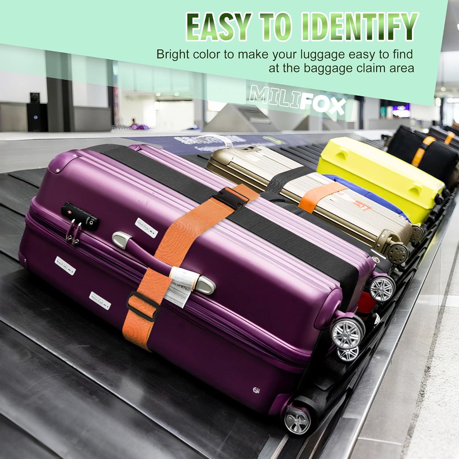 Correas de Equipaje Ajustables Milifox 4 Piezas Naranja y Negro