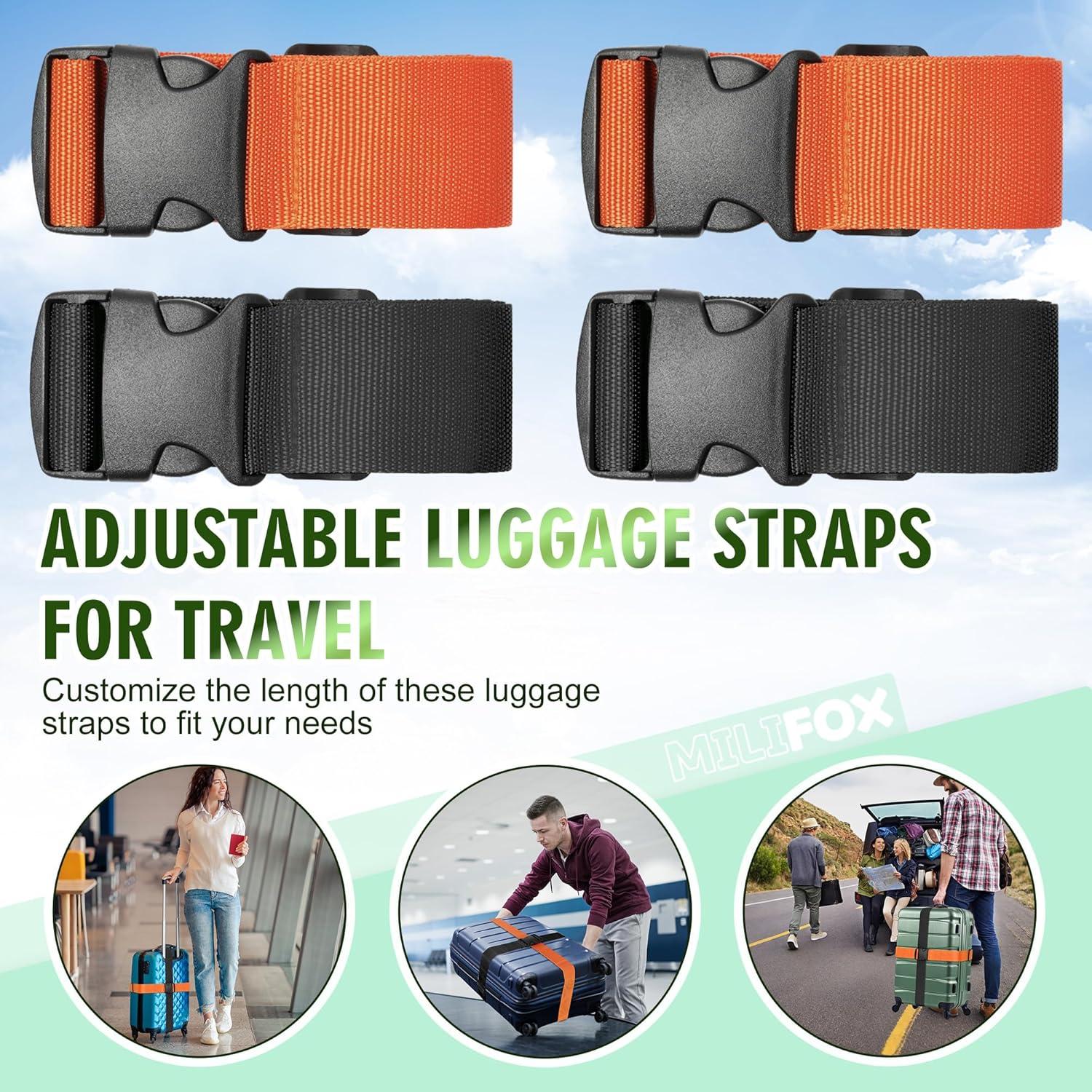 Correas de Equipaje Ajustables Milifox 4 Piezas Naranja y Negro