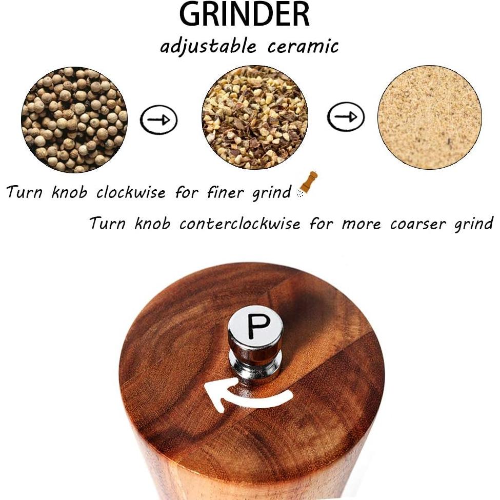 Juego de Molinillos de Sal y Pimienta Ouktor 20 cm Madera Acacia