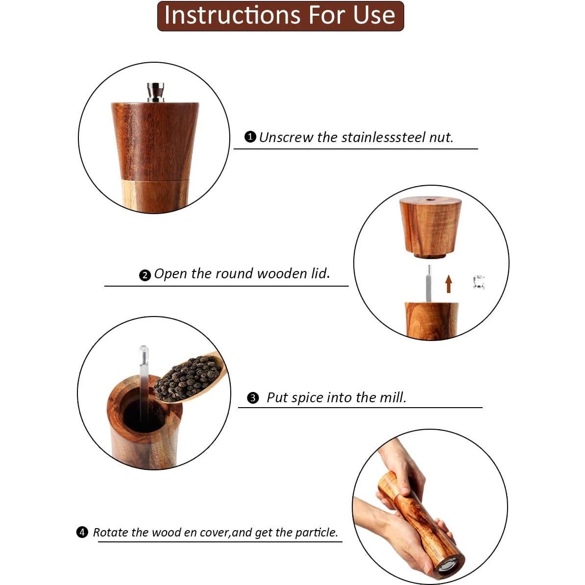Juego de Molinillos de Sal y Pimienta Ouktor 20 cm Madera Acacia