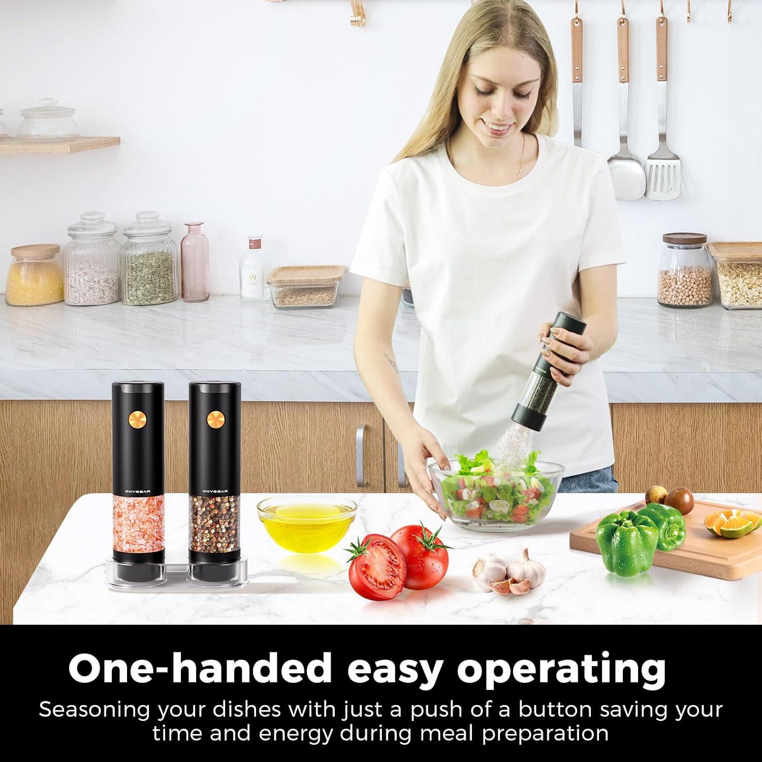 Juego de Molinillos Eléctricos de Sal y Pimienta OxyGear 2Pcs