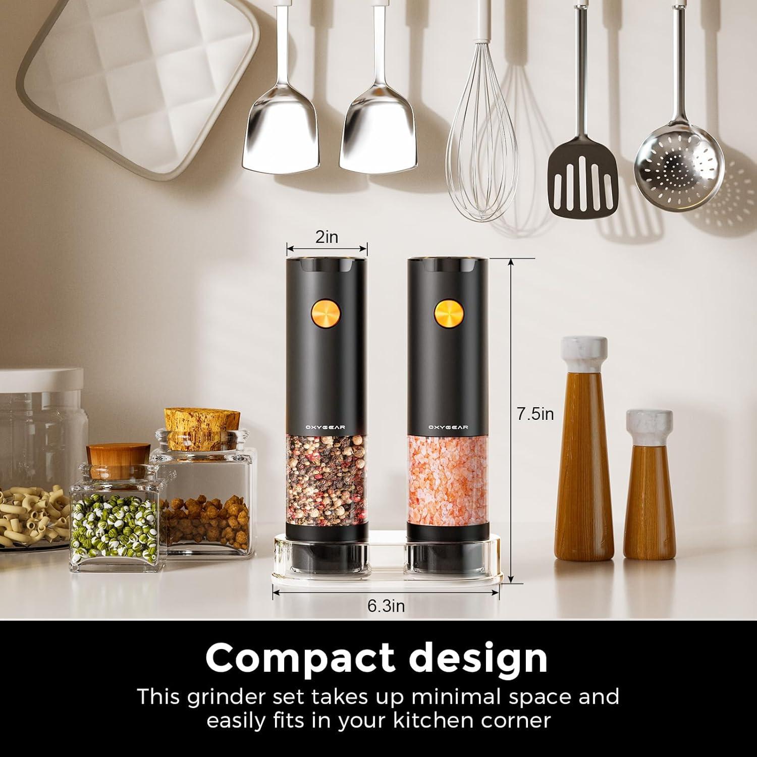 Juego de Molinillos Eléctricos de Sal y Pimienta OxyGear 2Pcs