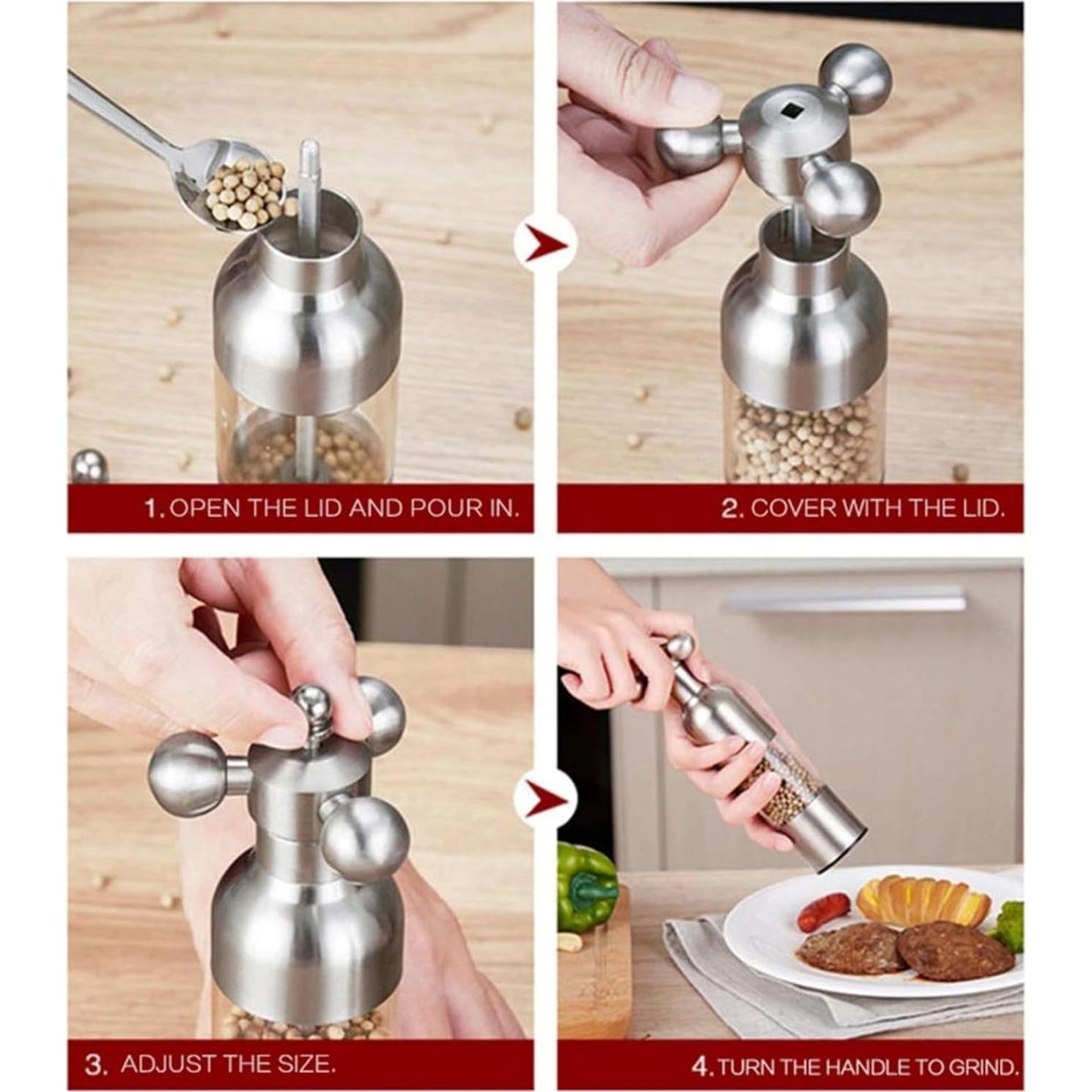 Molino de Sal y Pimienta Lausixy Ajustable de Acero Inoxidable