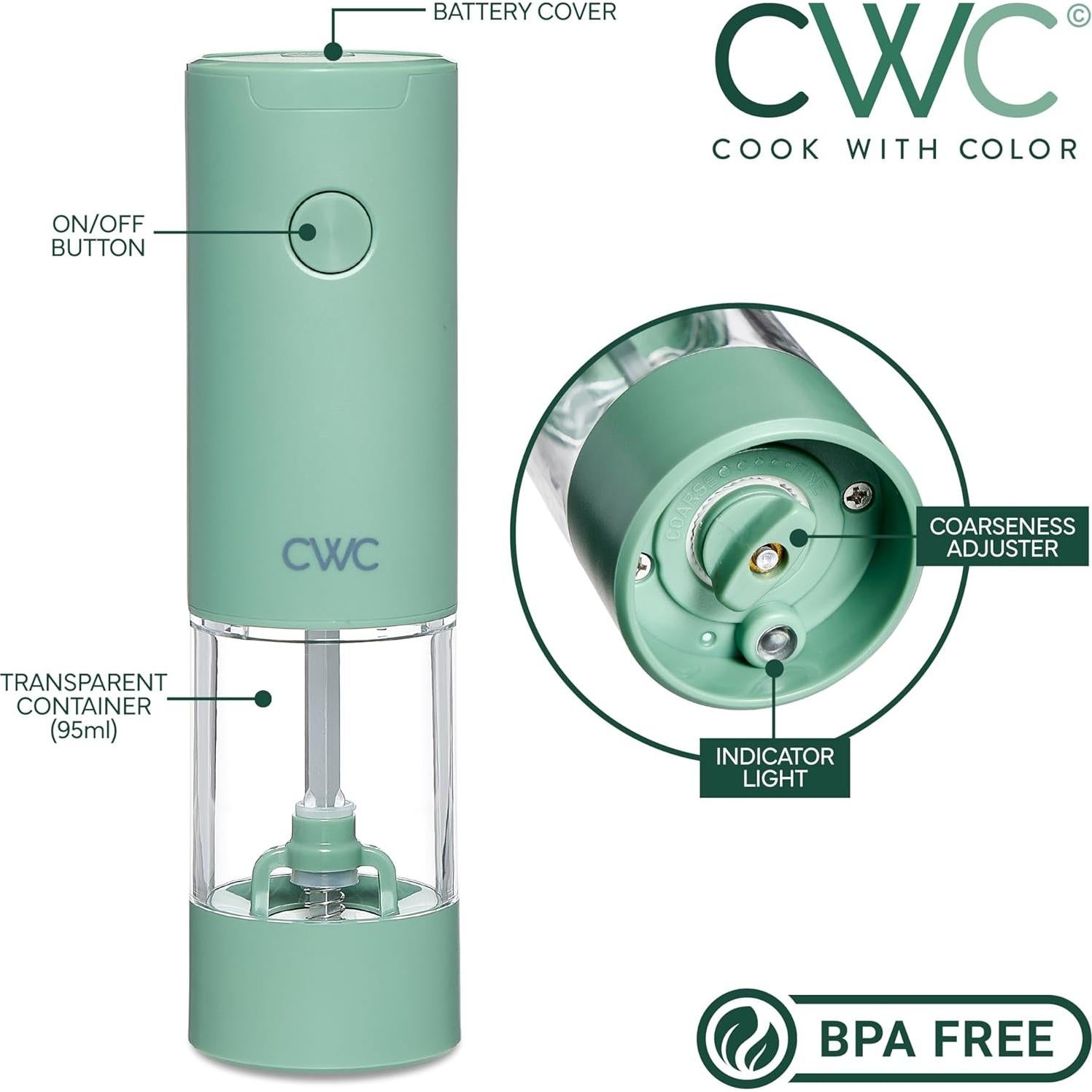 Set Molinillos Eléctricos de Sal y Pimienta COOK WITH COLOR 95ml