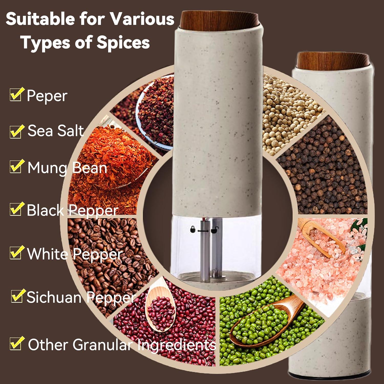 Juego de Molinillos Eléctricos de Sal y Pimienta FelRelWel 2PCS