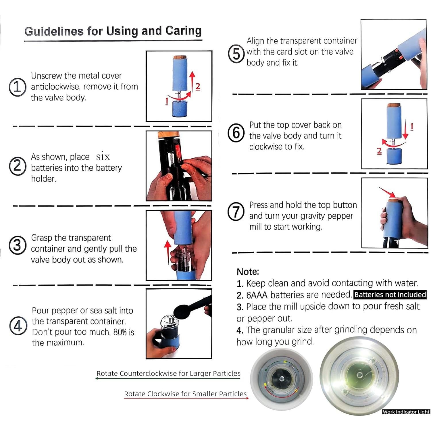 Juego de Molinillos Eléctricos de Sal y Pimienta FelRelWel 2PCS