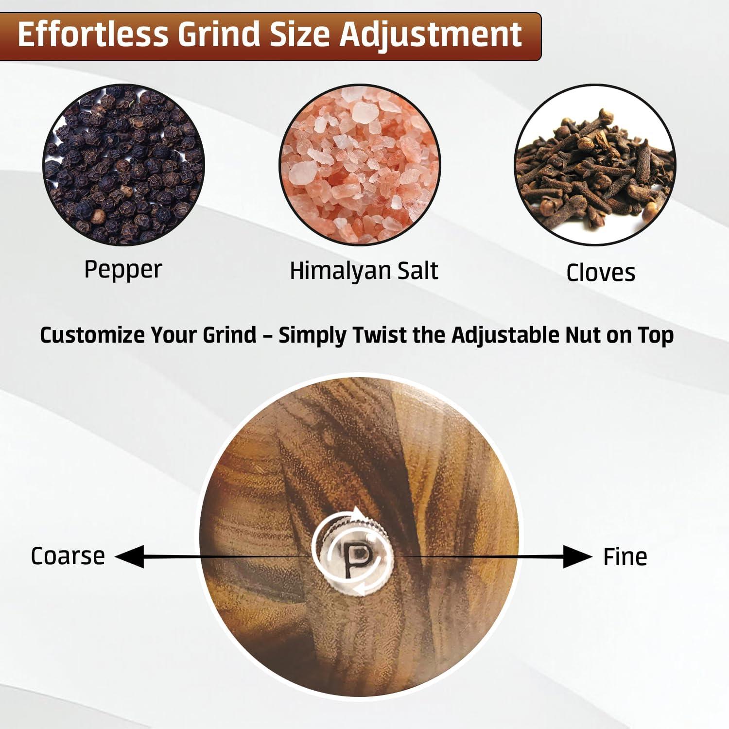 Juego de Molinillos de Sal y Pimienta ANZVISION 20 cm Madera Acacia