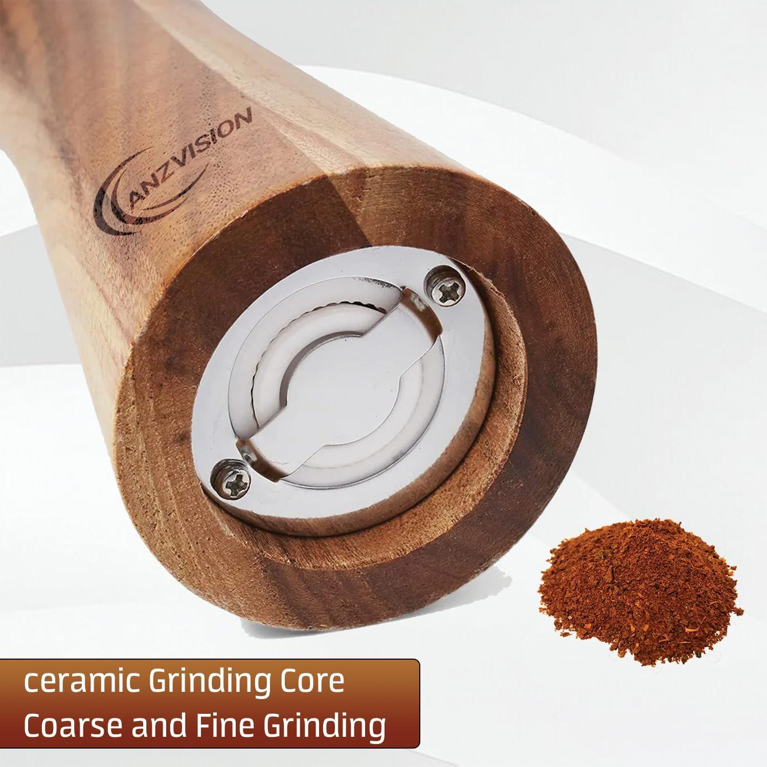 Juego de Molinillos de Sal y Pimienta ANZVISION 20 cm Madera Acacia