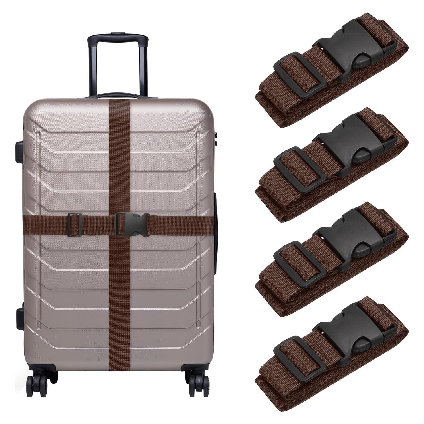 Correas de Equipaje Ajustables uxcell 4 Pcs Marrón Oscuro 130-180 cm