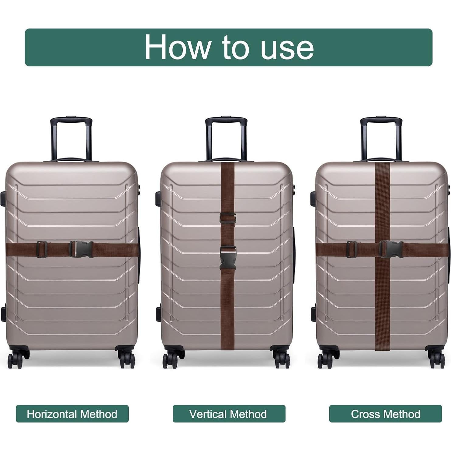 Correas de Equipaje Ajustables uxcell 4 Pcs Marrón Oscuro 130-180 cm