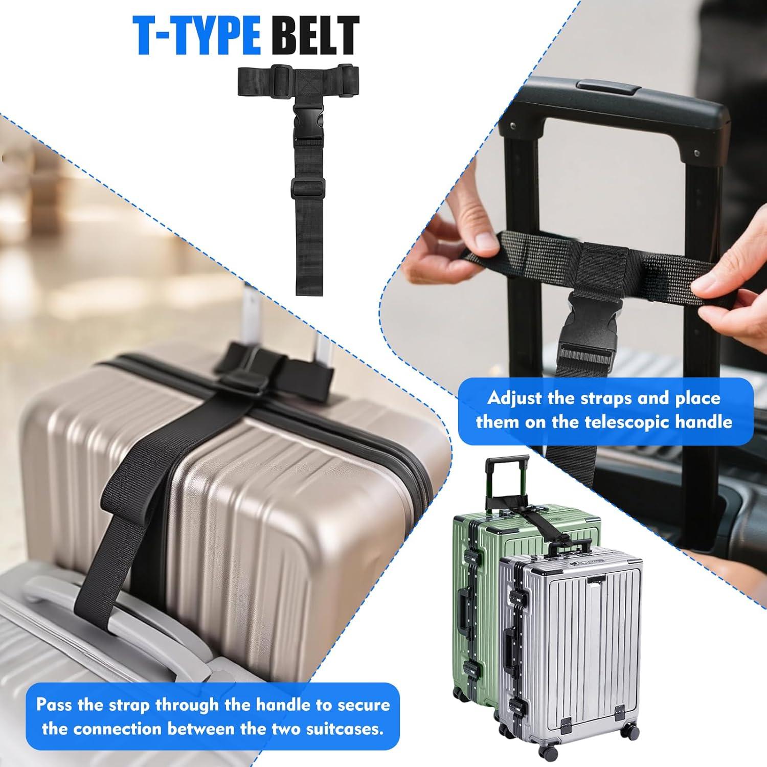 Paquete de 2 correas de equipaje ajustables Wiratca Negro