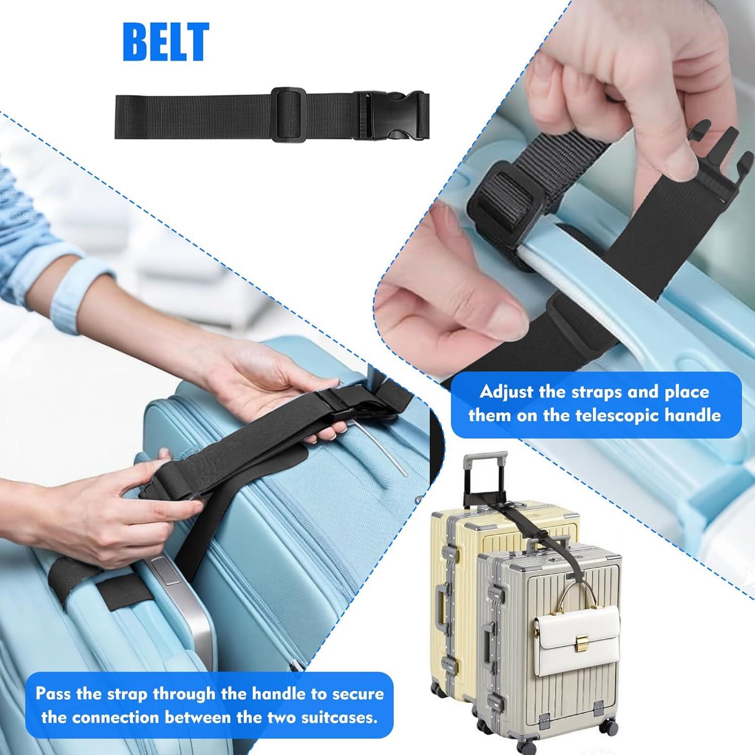 Paquete de 2 correas de equipaje ajustables Wiratca Negro