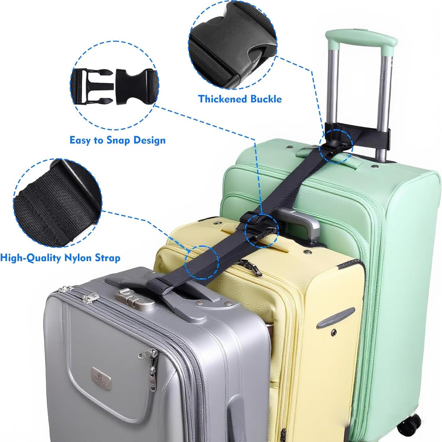 Paquete de 2 correas de equipaje ajustables Wiratca Negro