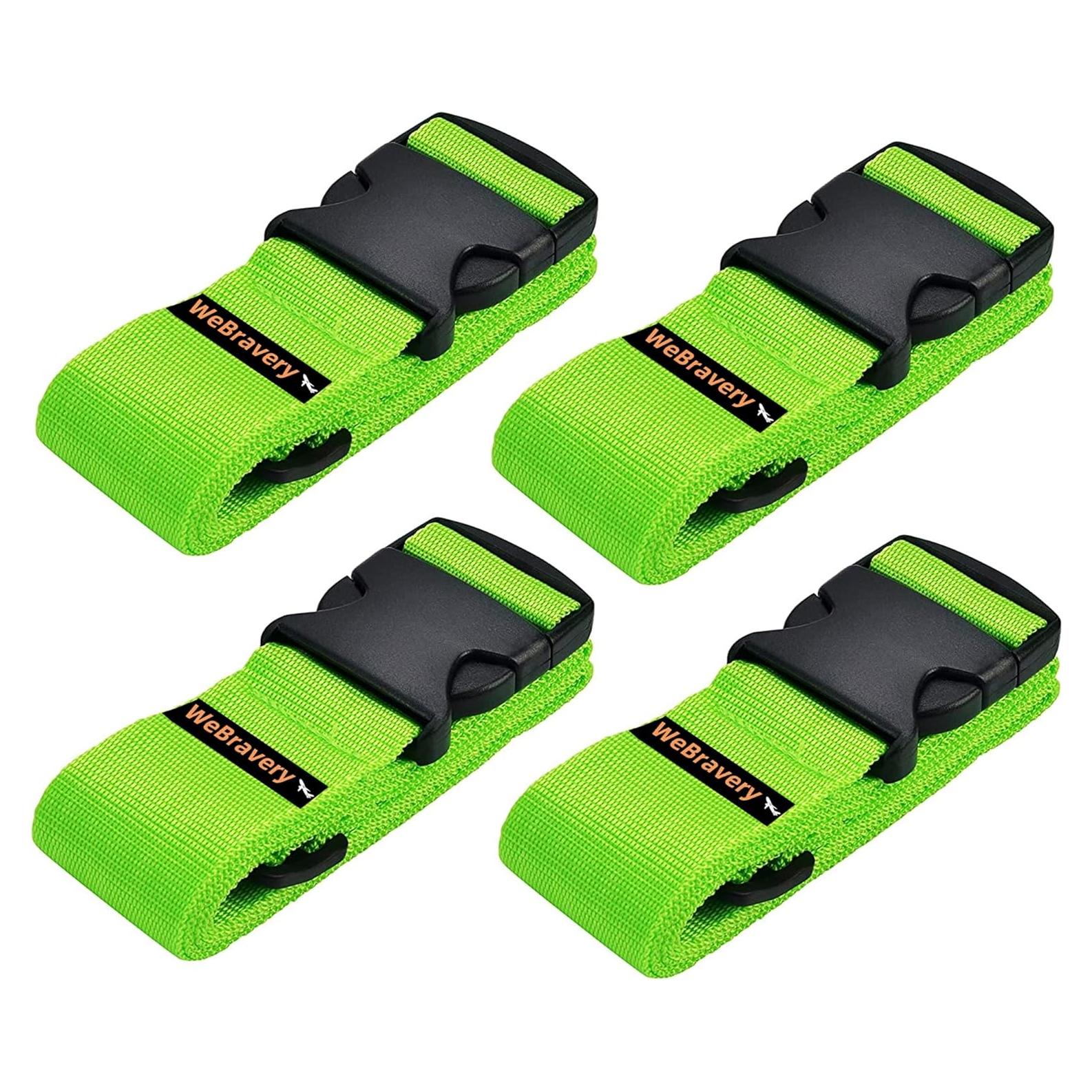 Correas de Equipaje Ajustables WeBravery 4Pcs Verde 100-200CM
