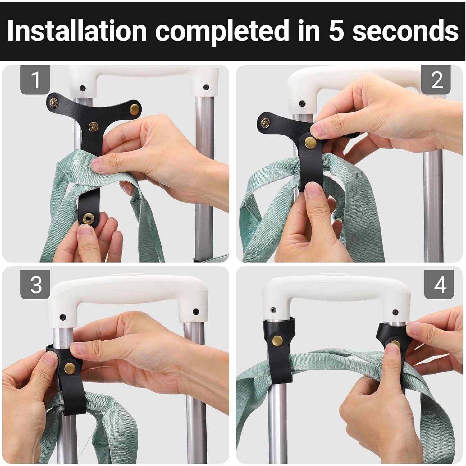 Correa de Cuero para Equipaje AIERSA - 2 Piezas, Negro