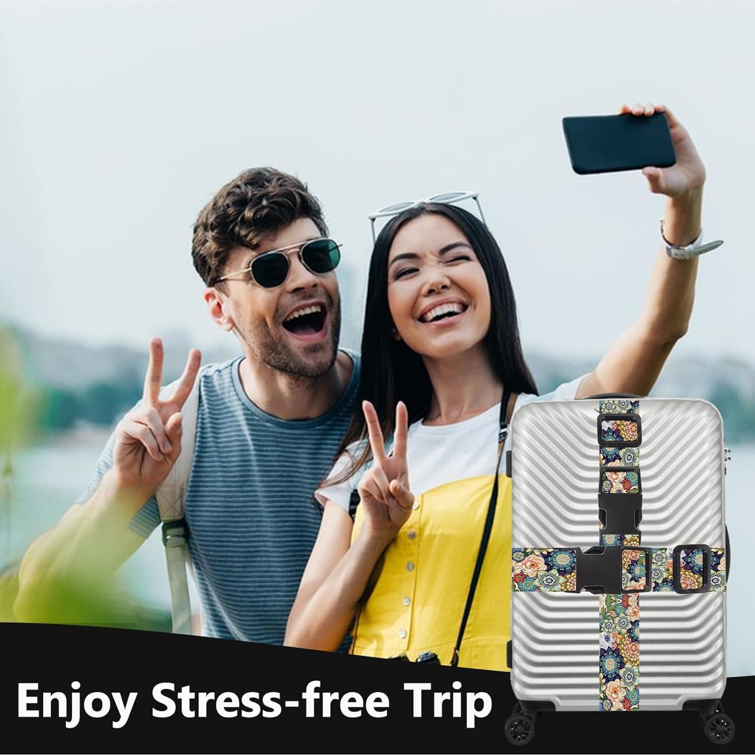 Correas de Equipaje Ajustables Yoiilifee 2 Piezas Nylon Colorido