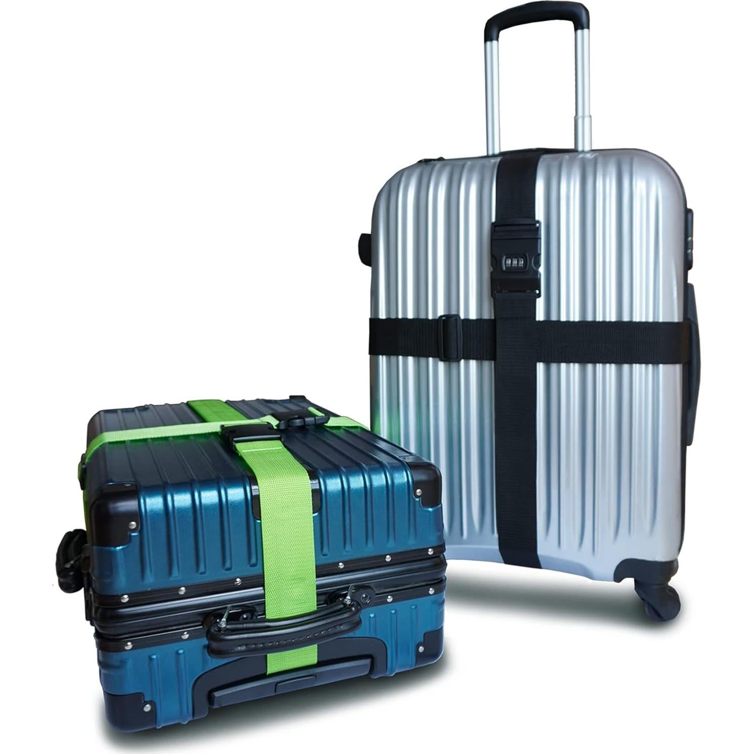 Correa de Equipaje VVEIFO 2 Pcs 198 cm Ajustable Nylon Negro