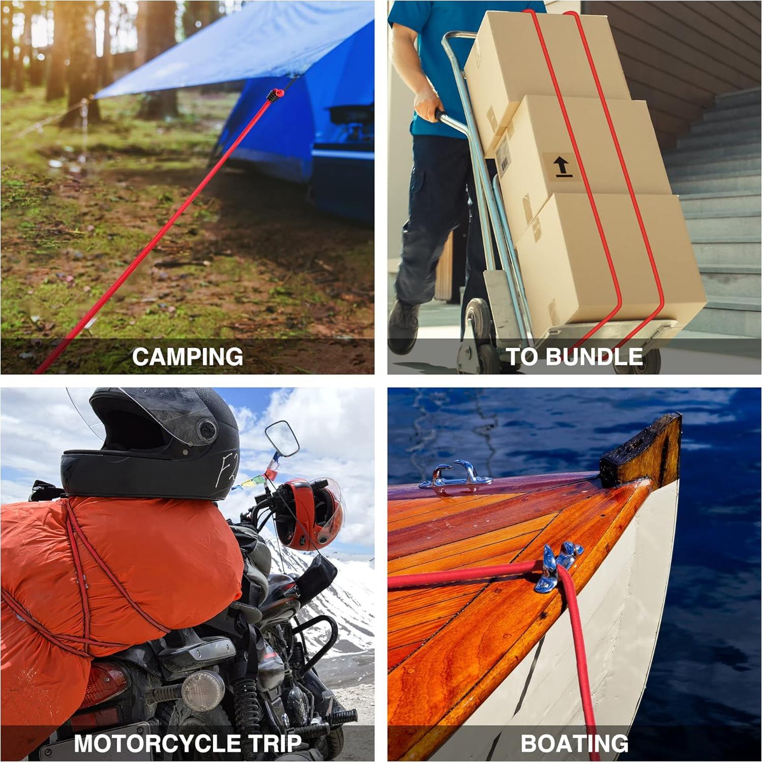 Cuerda Elástica WORKPRO 60 cm con Ganchos - Paquete de 4