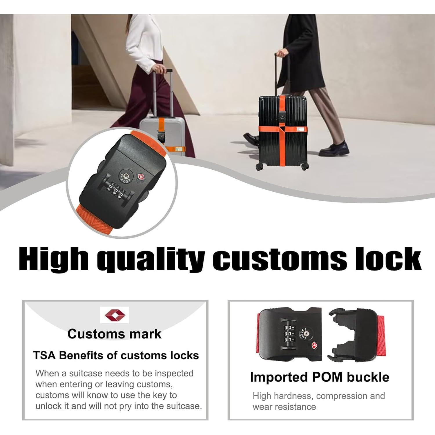 Correas de Equipaje Stargaz Naranja Ajustables TSA 1 Paquete