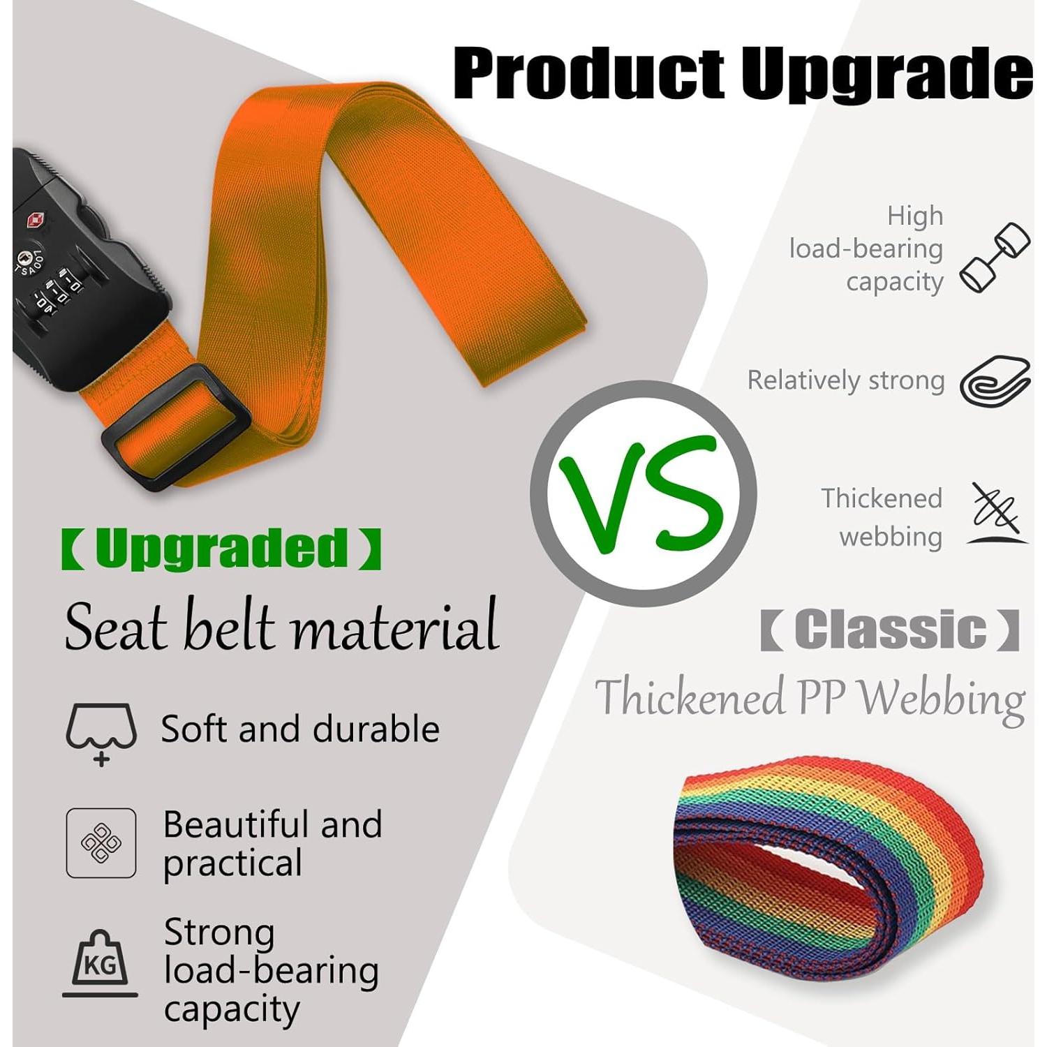 Correas de Equipaje Stargaz Naranja Ajustables TSA 1 Paquete