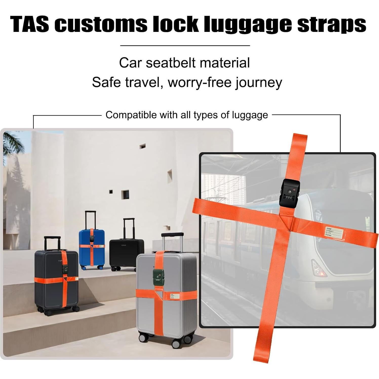 Correas de Equipaje Stargaz Naranja Ajustables TSA 1 Paquete