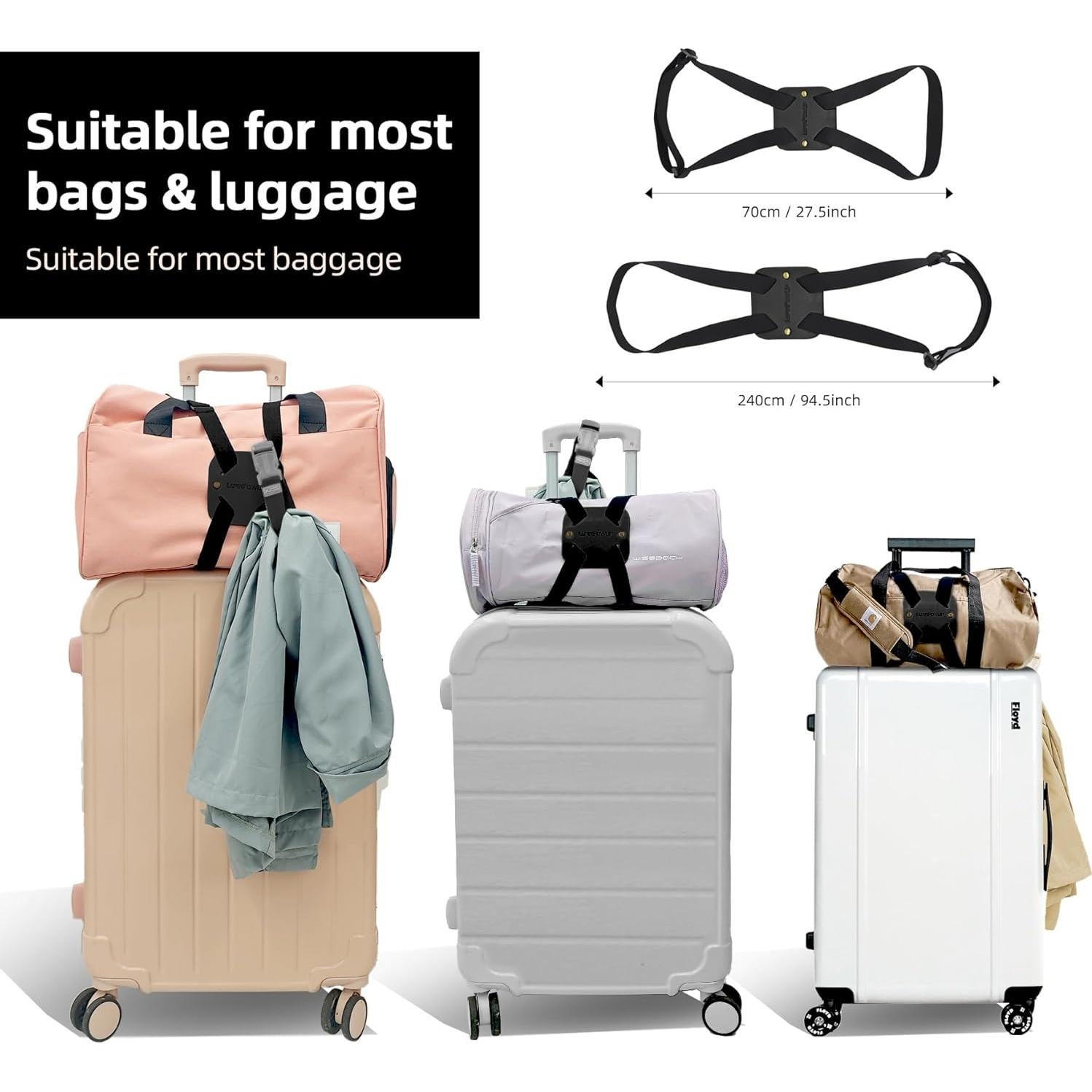 Correa de Equipaje Bungee LapinPowUp Ajustable Negra