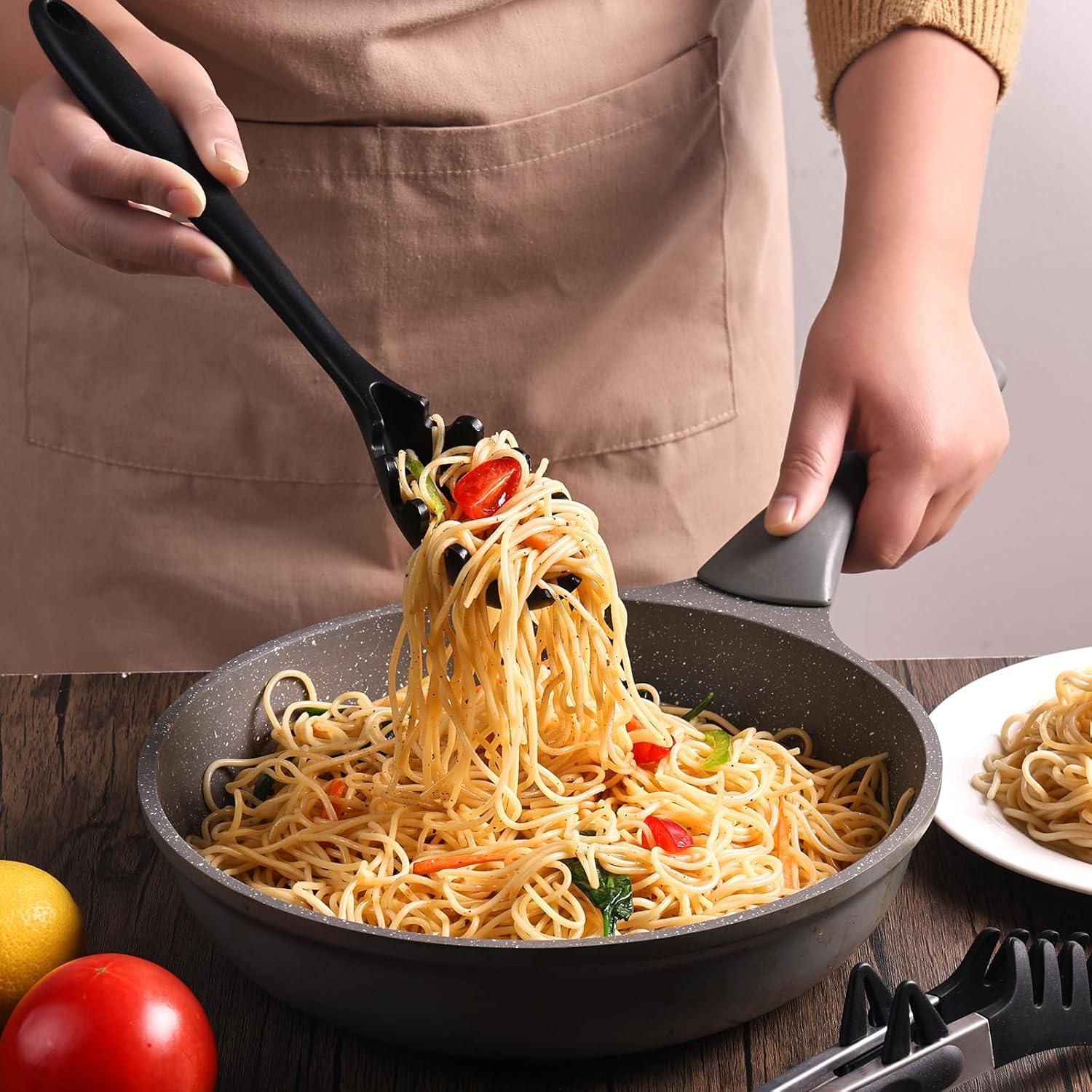 Juego de Cuchara y Pinzas de Pasta Silicona HEBEILF 28.5 cm