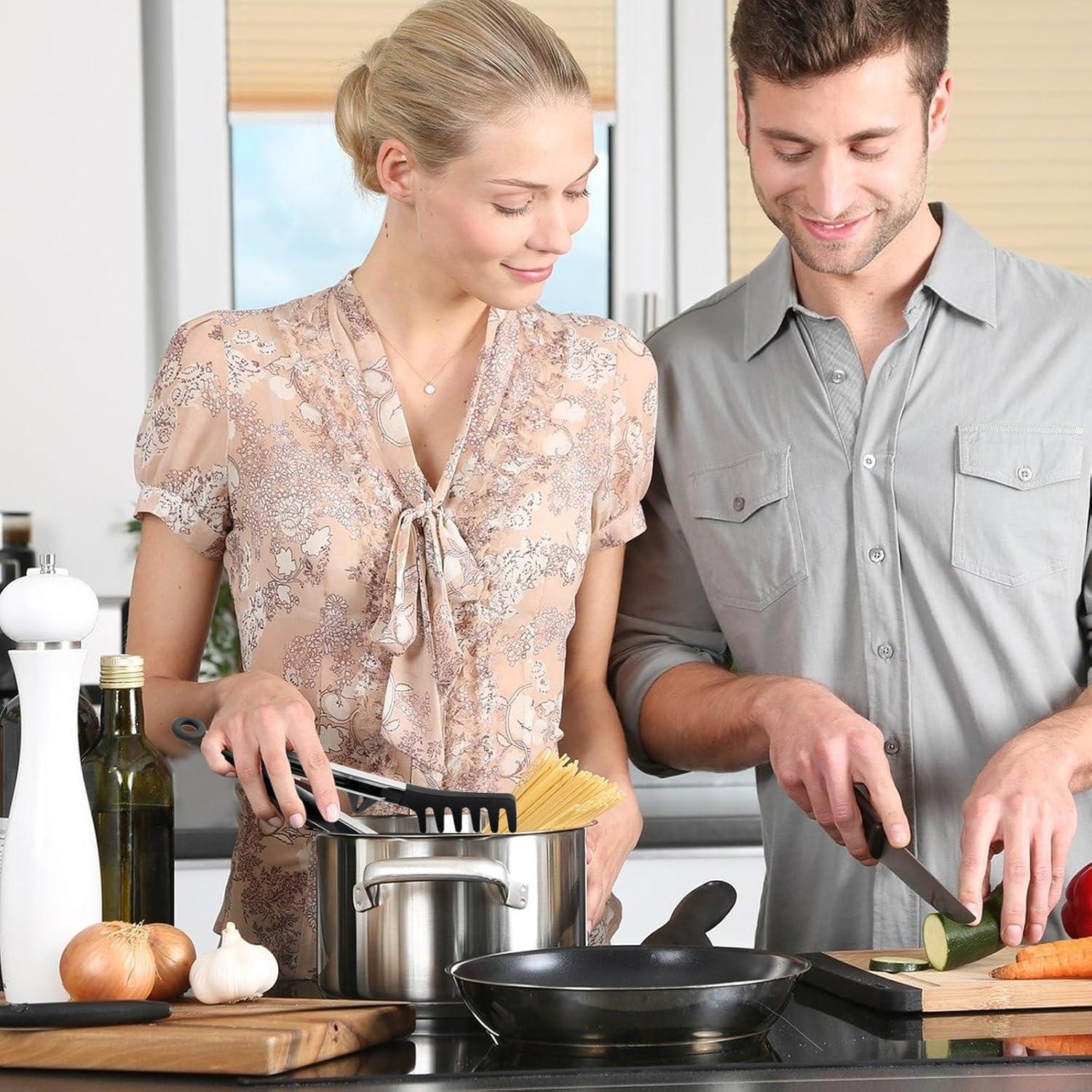 Juego de Cuchara y Pinzas de Pasta Silicona HEBEILF 28.5 cm