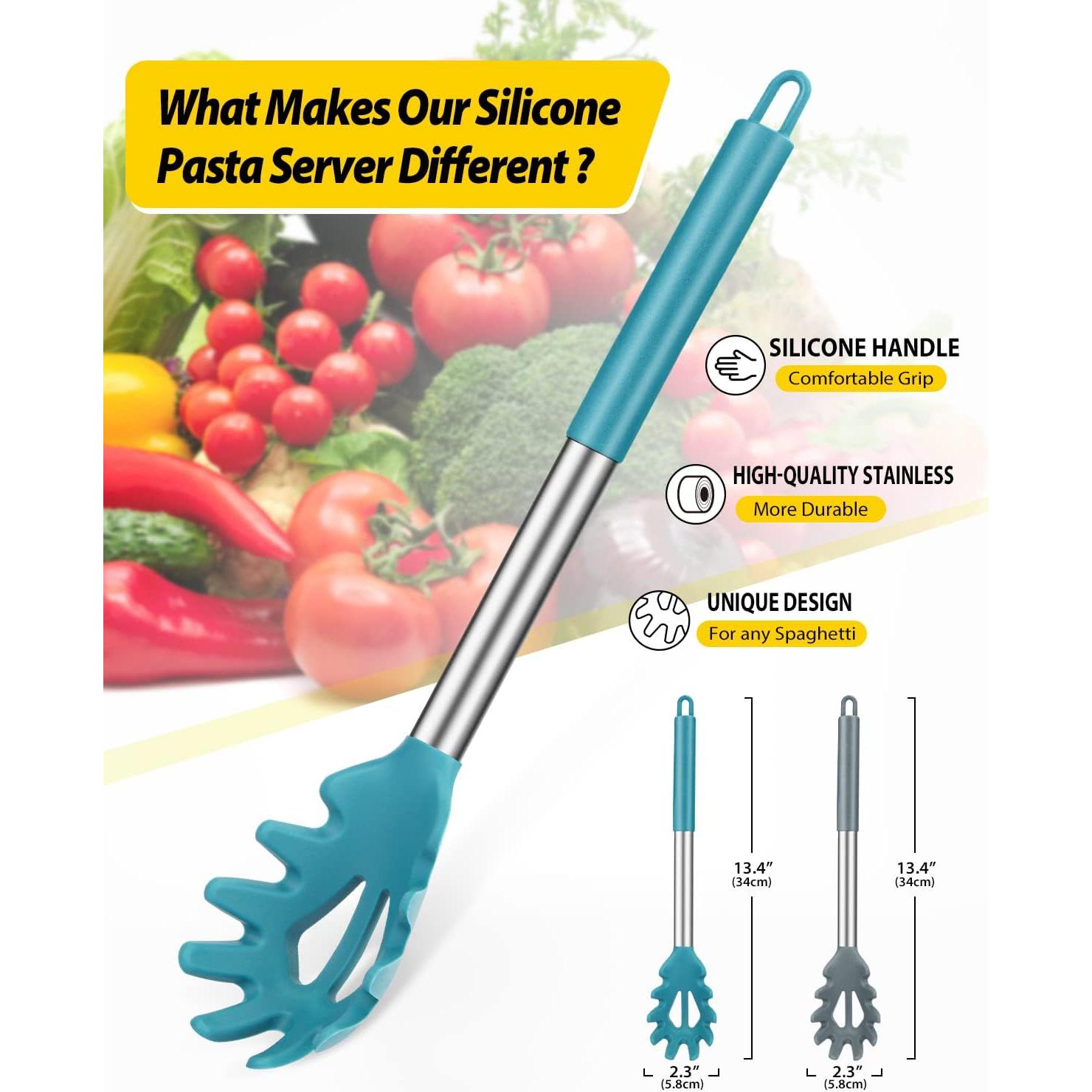 Juego de 2 Tenedores de Pasta Silicona Bundlepro Gris-Azul