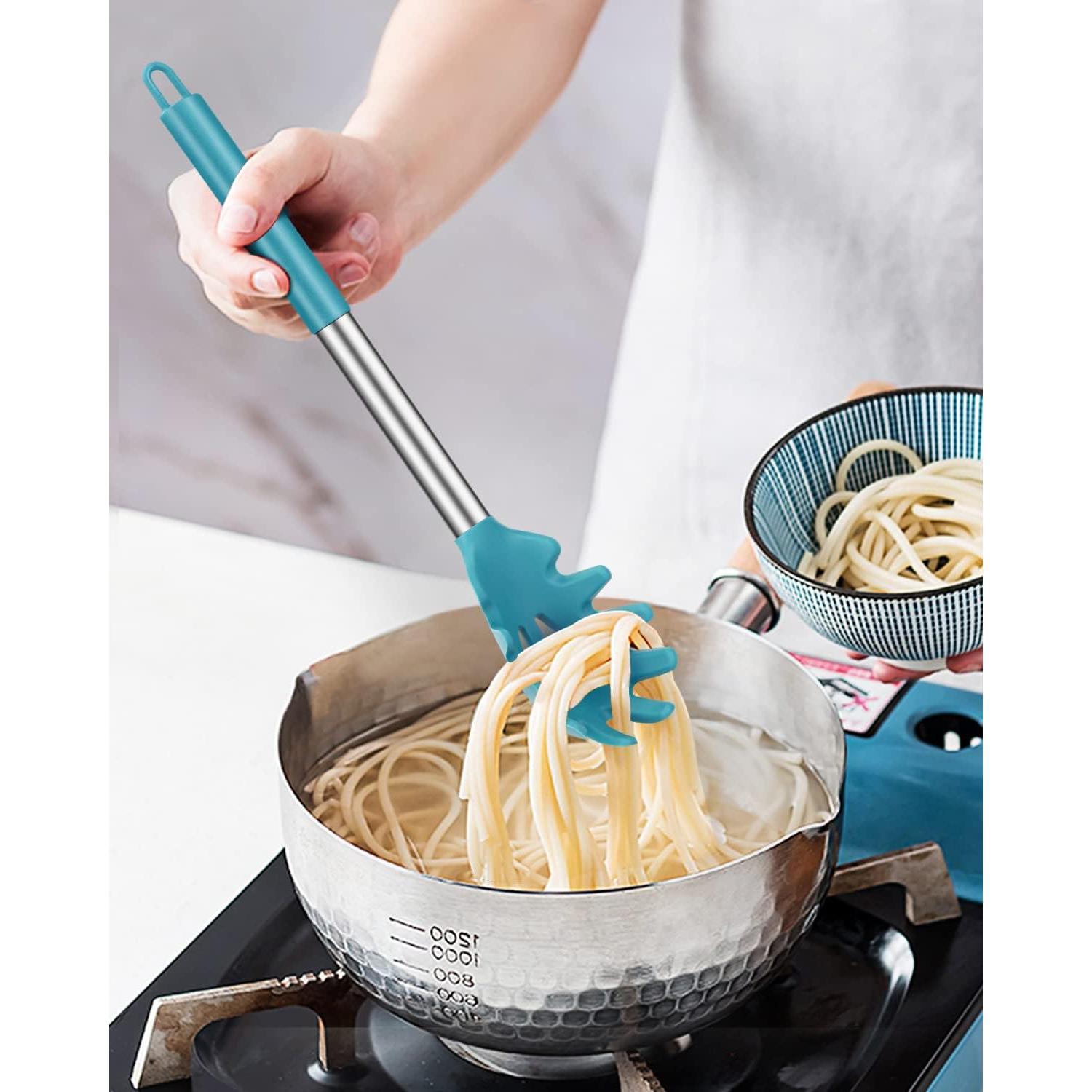 Juego de 2 Tenedores de Pasta Silicona Bundlepro Gris-Azul