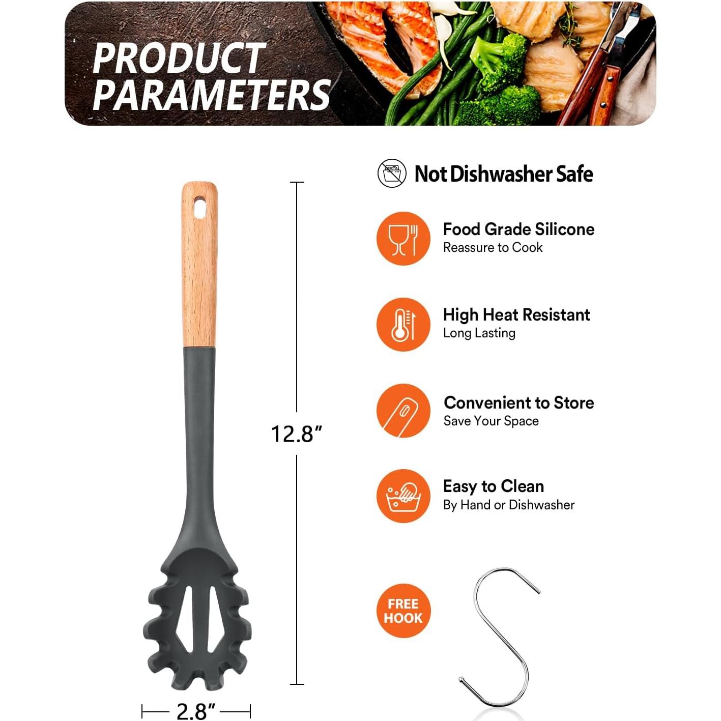 Tenedor de Pasta de Silicona Badiano 32.5 cm Gris Antiadherente