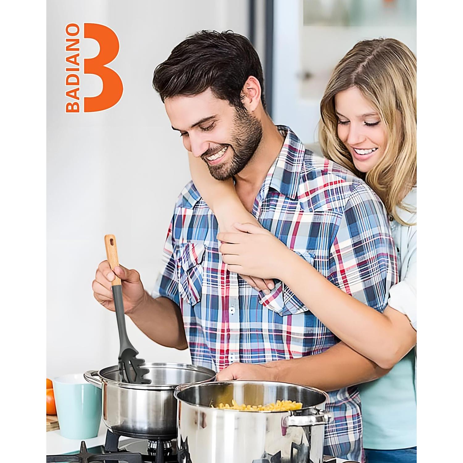 Tenedor de Pasta de Silicona Badiano 32.5 cm Gris Antiadherente