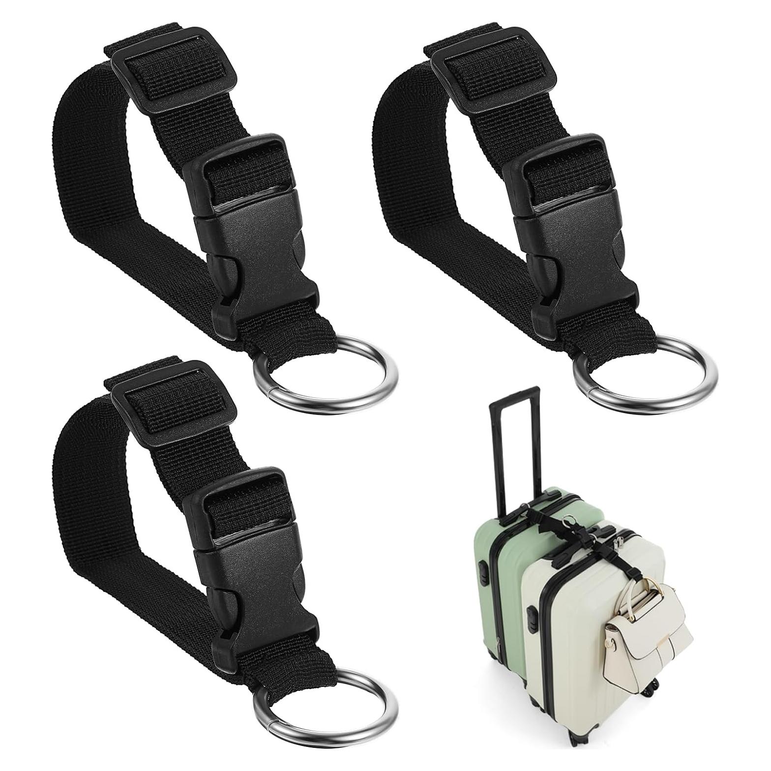 Paquete de 3 correas de equipaje Teaaha, nylon ajustable negro
