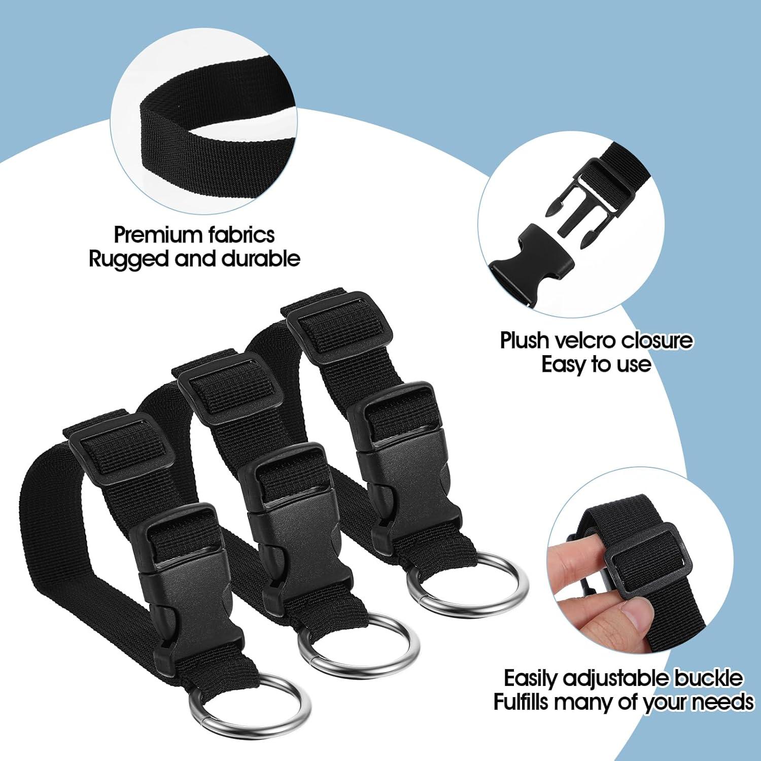 Paquete de 3 correas de equipaje Teaaha, nylon ajustable negro