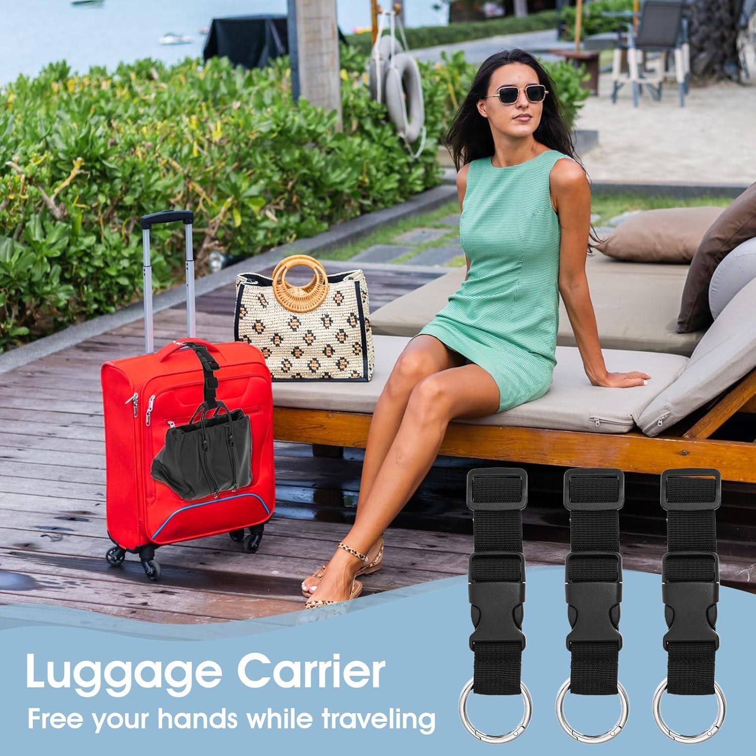 Paquete de 3 correas de equipaje Teaaha, nylon ajustable negro