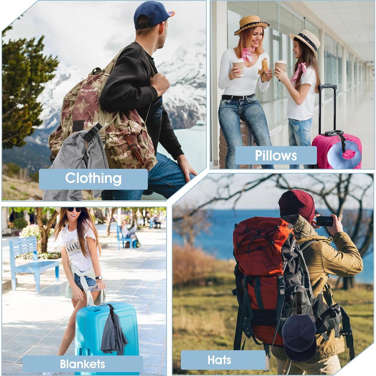 Paquete de 3 correas de equipaje Teaaha, nylon ajustable negro