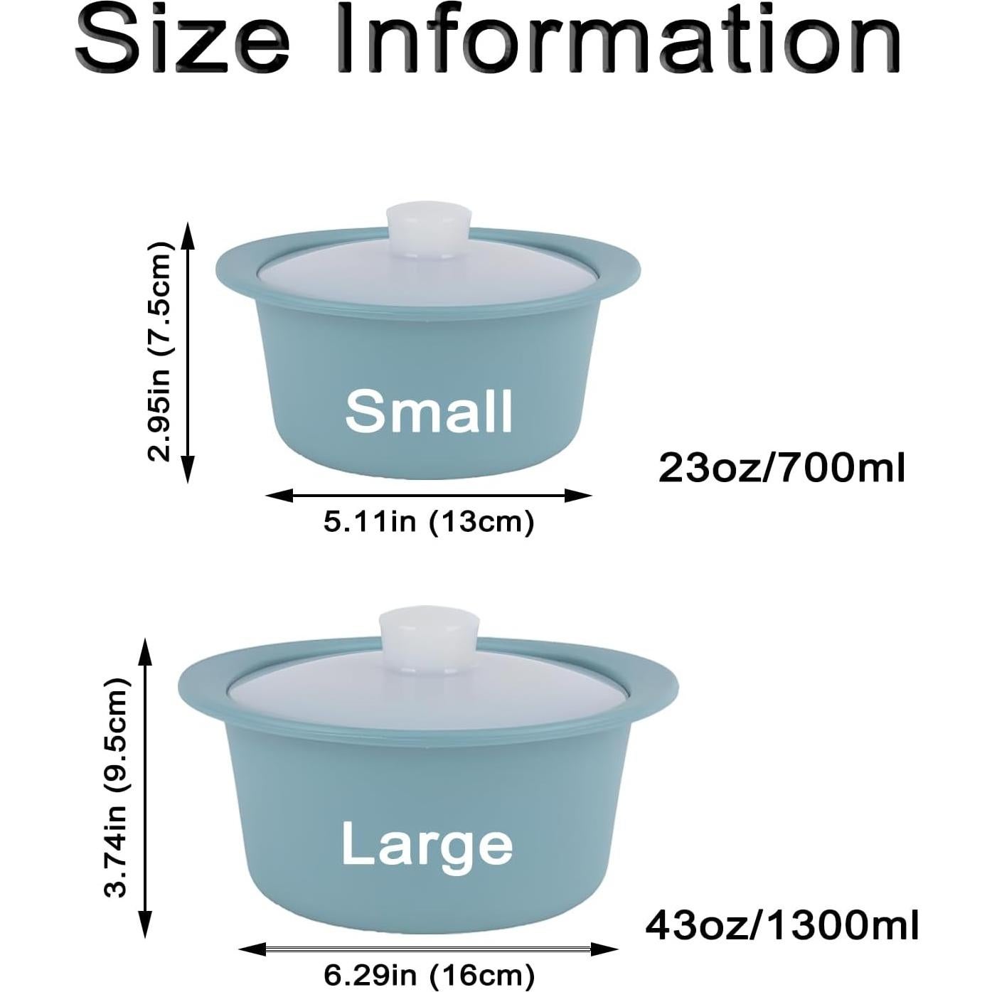 Tazón de Silicona Grande Azul para Microondas y Almacenamiento