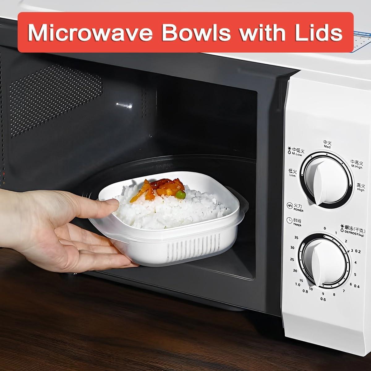 4 Tazones para Microondas PYSUL con Tapa y Vaporera 330ml