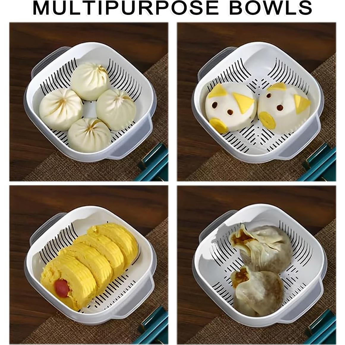 4 Tazones para Microondas PYSUL con Tapa y Vaporera 330ml