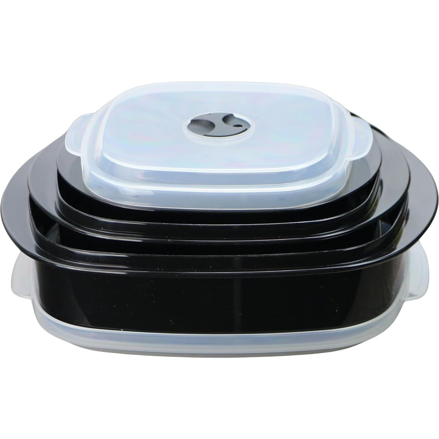 Juego de Contenedores de Microondas Reston Lloyd - 3 Tazones 0.68L, 0.95L, 1.13L, Herméticos y Apto para Lavavajillas