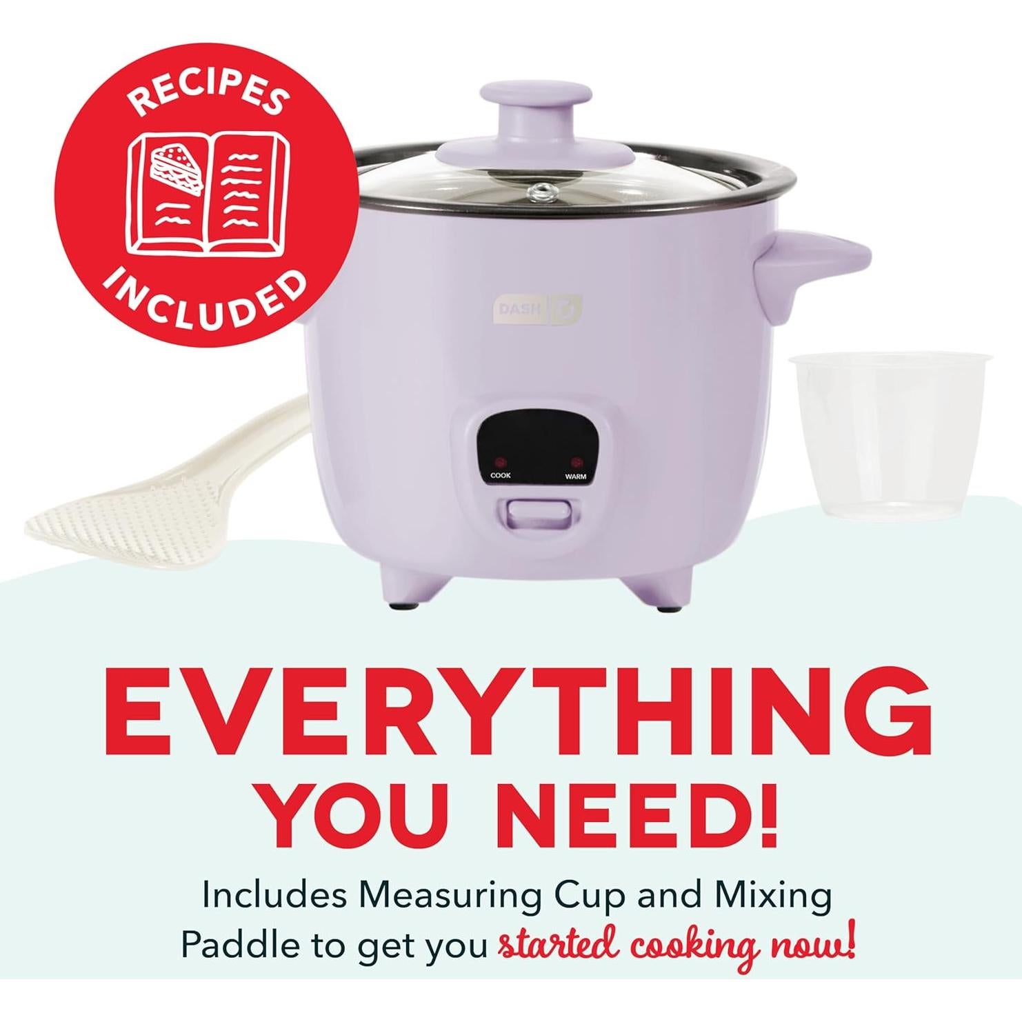 Cocedor de Arroz Mini Dash 2 Tazas Antiadherente Lavanda